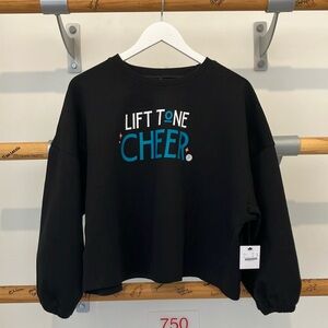 NWT Pure Barre “Lift Tone Cheer” Sweatshirt in Black - Adorable Cut!